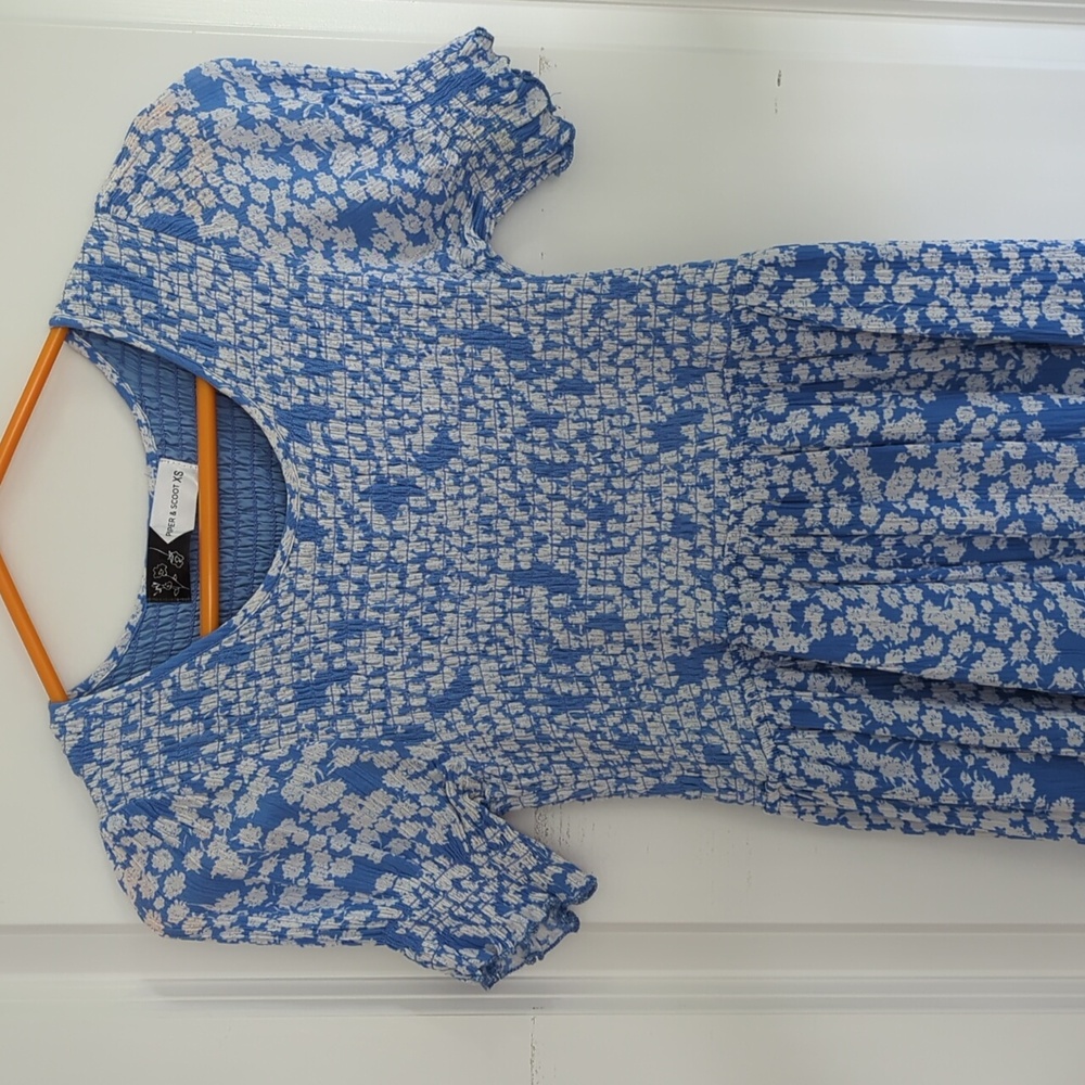 Piper & scoot blue and white floral midi dress size xs